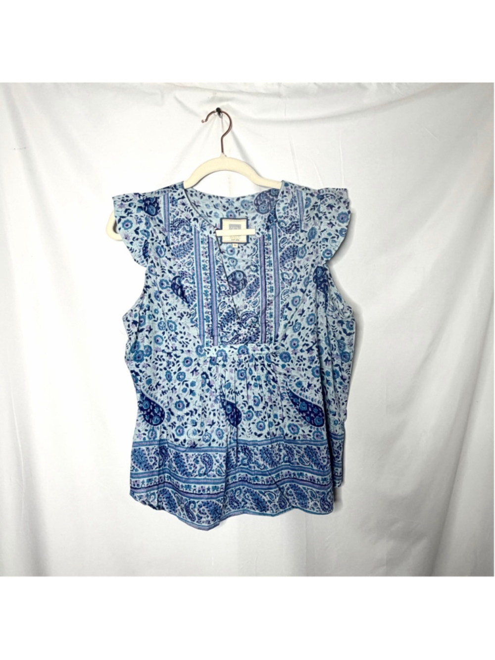 Women's Bell by Alicia Bell Blue & White Paisley Blouse and Smocked Skirt Set M